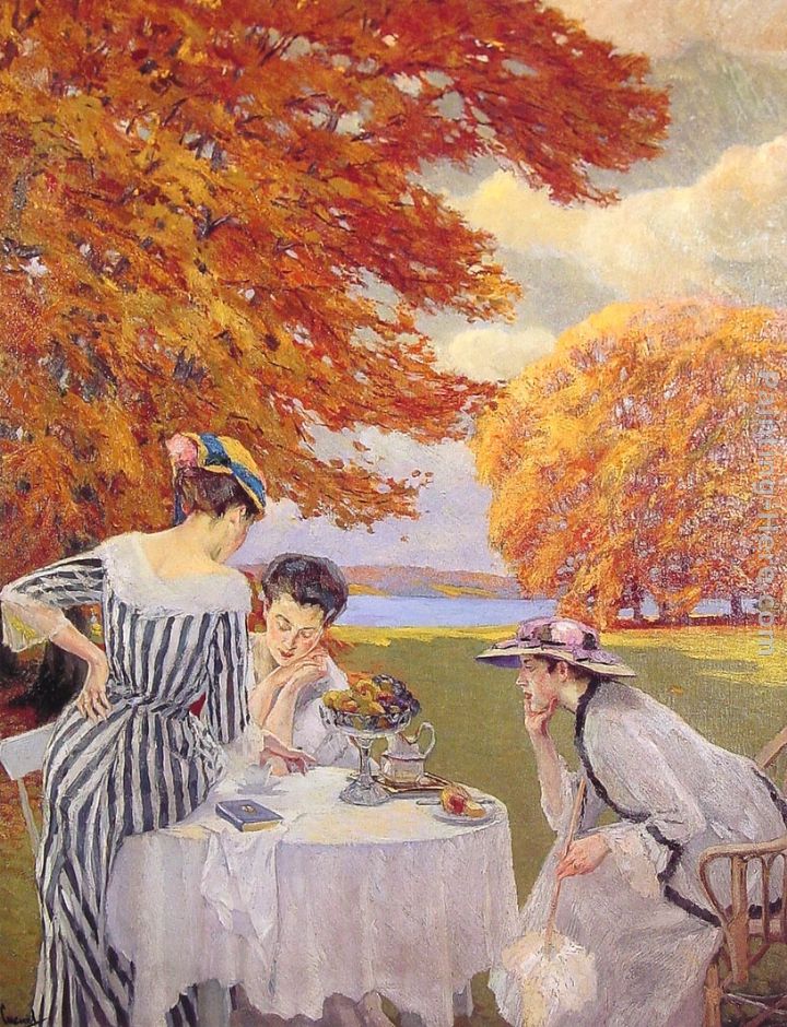 Tea in the Park painting - Edward Cucuel Tea in the Park art painting
